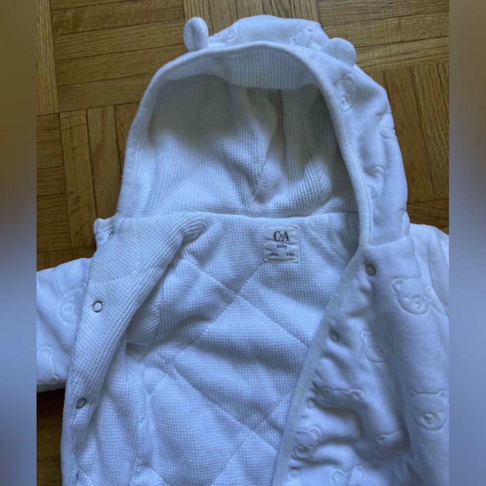 C&A White Super Warm Baby Hooded Jacket With Bear Ears